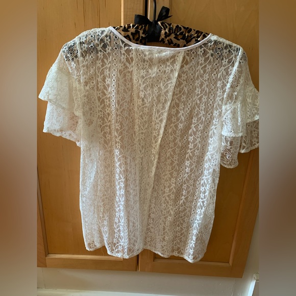 NWOT BCBGeneration Lace Top With Ruffle Sleeve Size XS - Picture 2 of 11